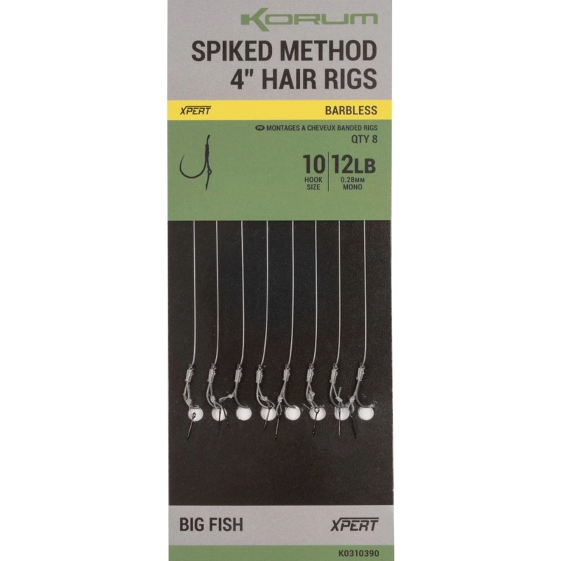 Korum Spiked Method Hair Rigs Barbless 4inch